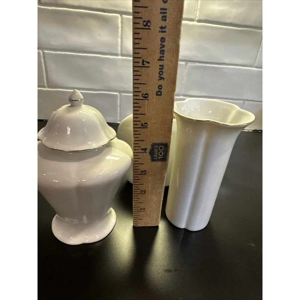Japan Toyo Vase Jar Set of 3 with Beautiful Floral Design Gold Trim Cottage Core